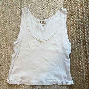 AMO White Ribbed Tank Top